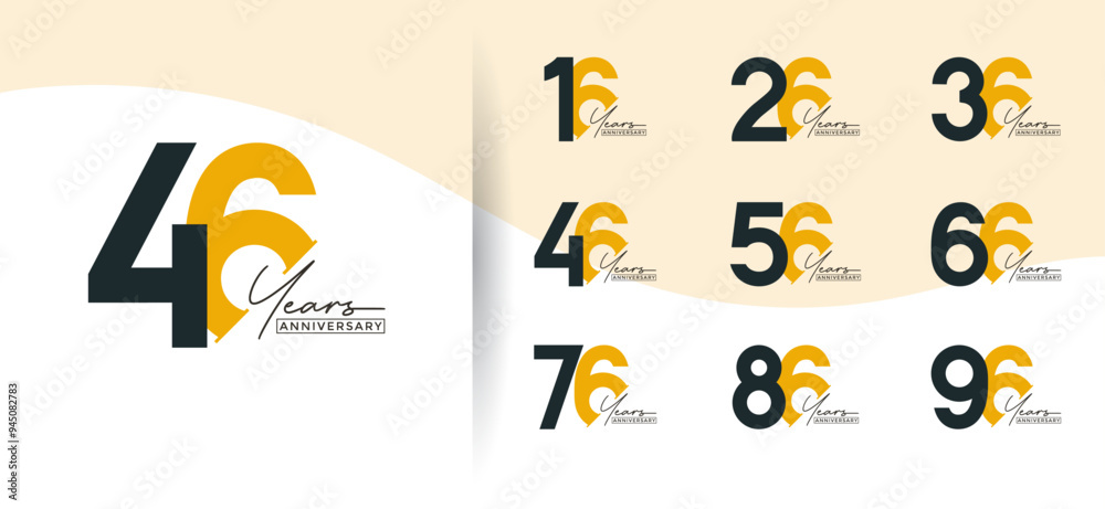 anniversary logo style set with orange and black color can be use for celebration moment anniversary logo style set with orange and black color can be use for celebration moment