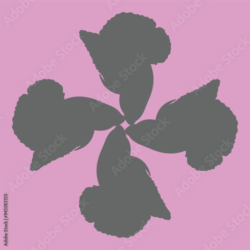 ceramic vector design with dark colored decorative fish motifs on a pink background