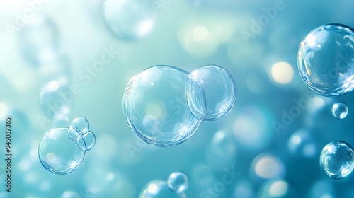 Abstract Blue water bubbles background 