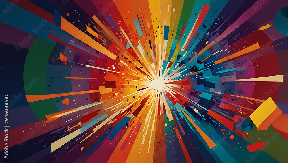 An abstract depiction of human emotions as a colorful explosion of geometric shapes, each shape representing a different feeling, capturing the complexity of human experience.