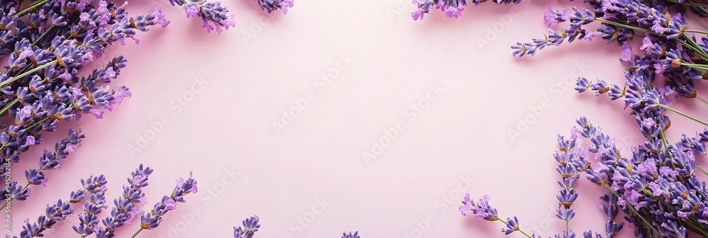 Flowers composition, frame made of lavender flowers on pastel background. Flowers composition, frame made of lavender flowers on pastel background.