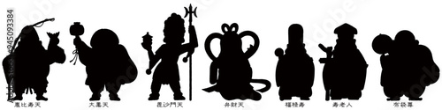 シンプルでかわいい七福神のシルエットセット