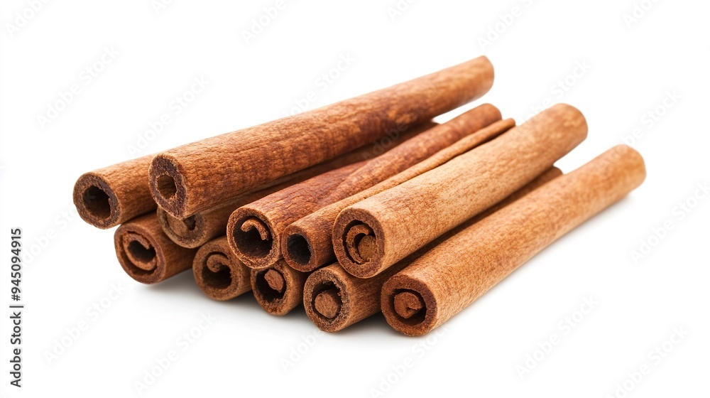 A Group of Cinnamon Sticks Isolated on a White Background A Group of Cinnamon Sticks Isolated on a White Background