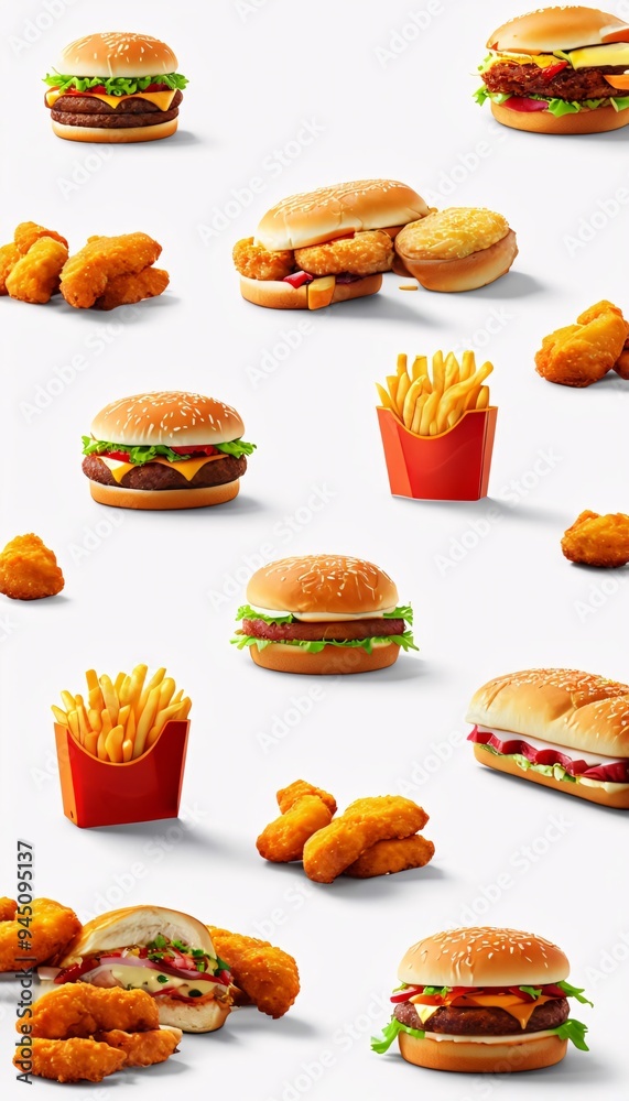 Fastfood meal set illustration Fastfood meal set illustration