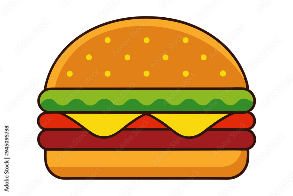 Delicious Burger Vector Illustration for Food Designs Delicious Burger Vector Illustration for Food Designs