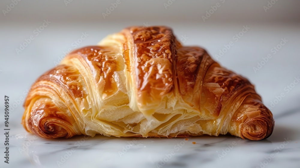 Freshly baked croissant with golden flaky layers, perfect for breakfast or a delightful snack any time of the day. Freshly baked croissant with golden flaky layers, perfect for breakfast or a delightful snack any time of the day.