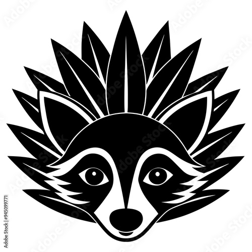 raccoon head silhouette made of magus vector illustration  