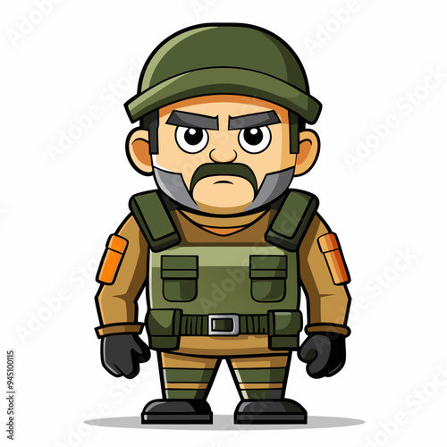 soldier in gear ready to free hostages beautiful vector illustration