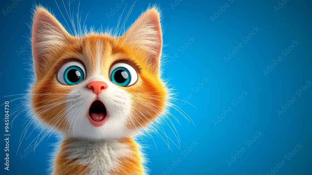Cute Orange Tabby Kitten with Big Blue Eyes Looking Up in Surprise Cute Orange Tabby Kitten with Big Blue Eyes Looking Up in Surprise