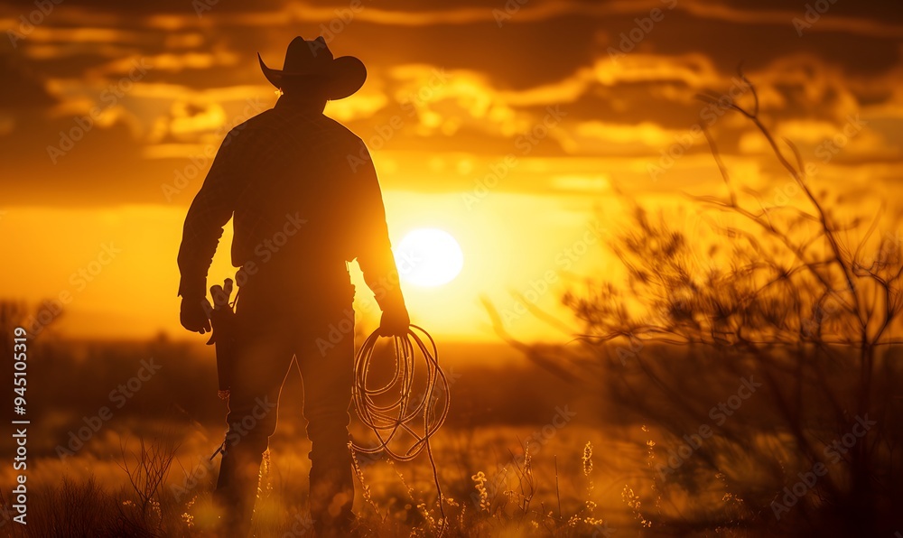 Fototapeta premium rodeo cowboy silhouette. 