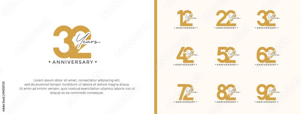 anniversary logo style set with brown color can be use for celebration moment anniversary logo style set with brown color can be use for celebration moment
