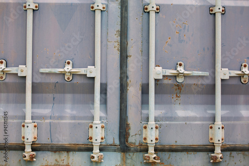 Close-up photography of shipping container lock