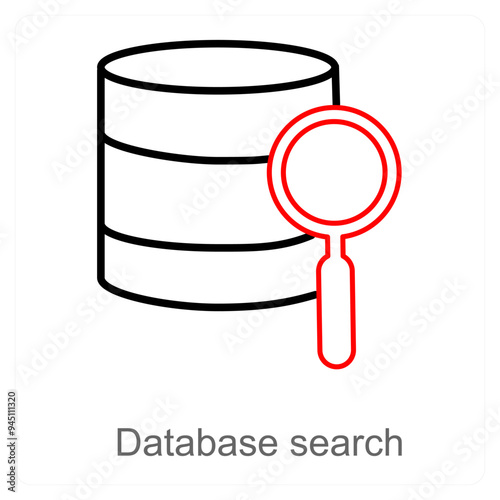 Database Search and search icon concept