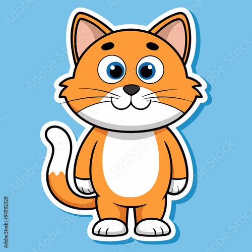 Cute sticker with cute cat vector