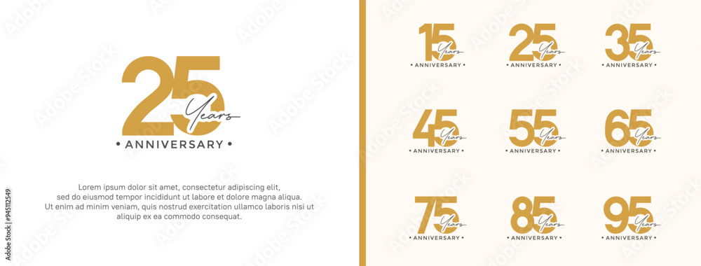 anniversary logo style set with brown color can be use for celebration moment anniversary logo style set with brown color can be use for celebration moment