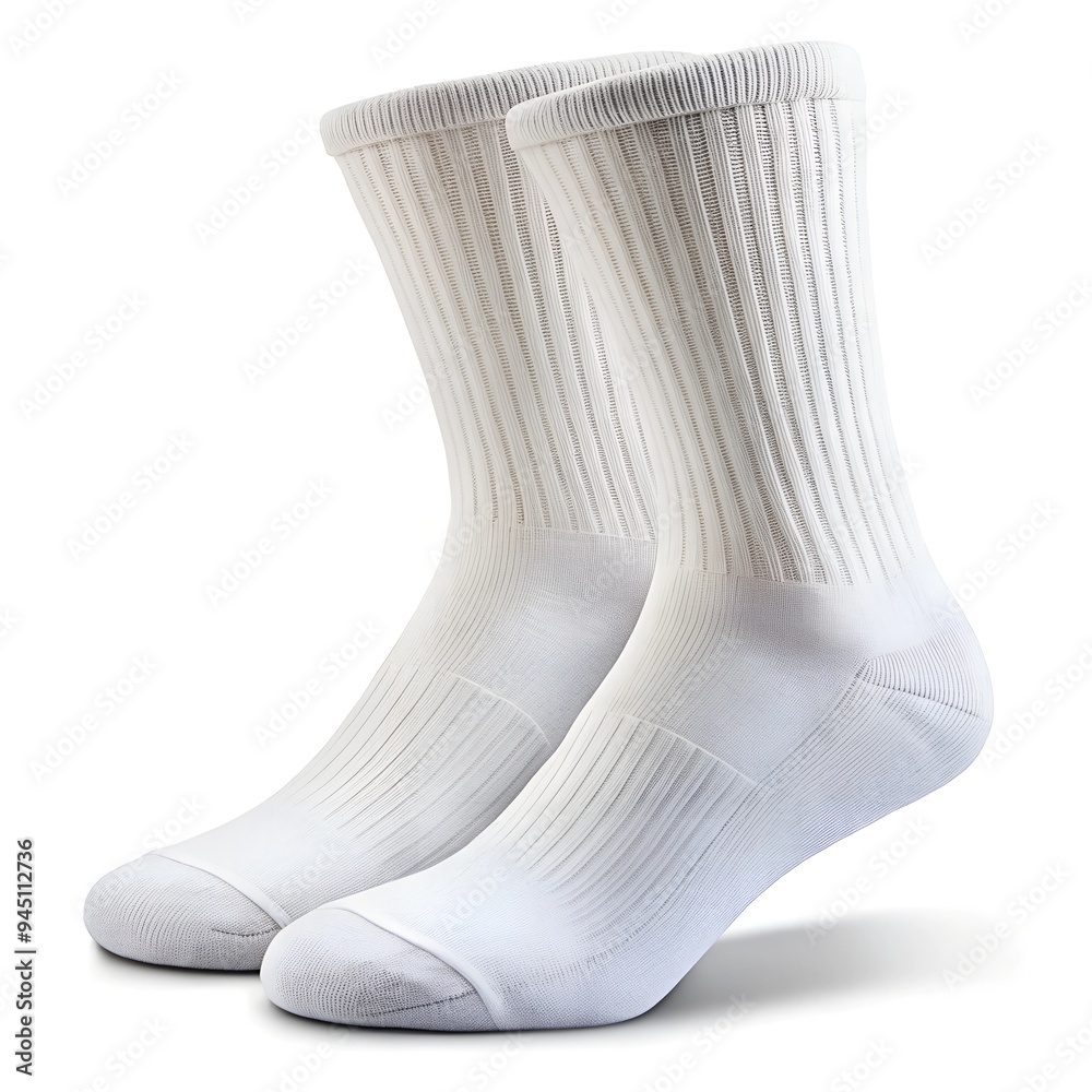 Pair of white sport socks mockup view isolated Pair of white sport socks mockup view isolated