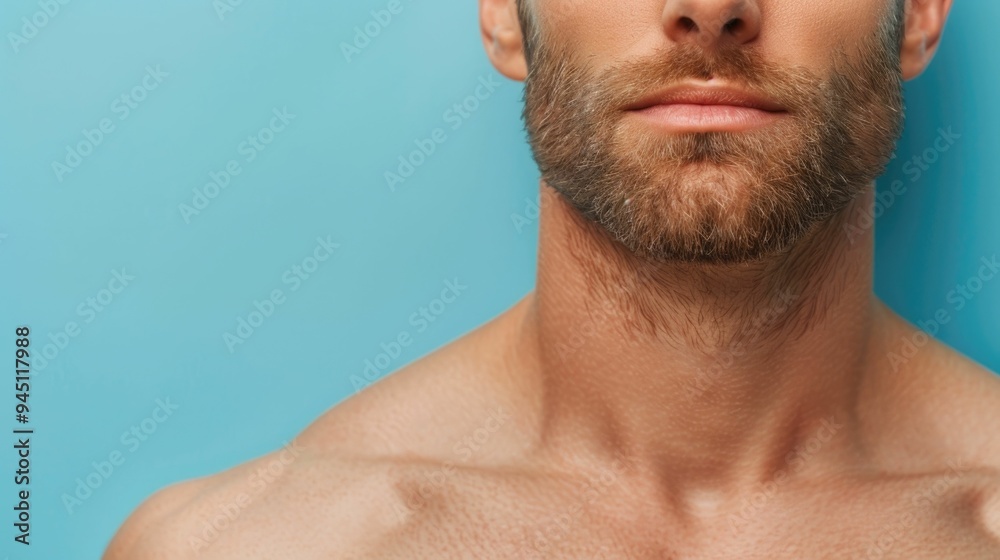 Close up portrait of a bearded man with sensitive skin showcasing specialized skincare products and treatments for men The image features a deep depth of field Close up portrait of a bearded man with sensitive skin showcasing specialized skincare products and treatments for men The image features a deep depth of field