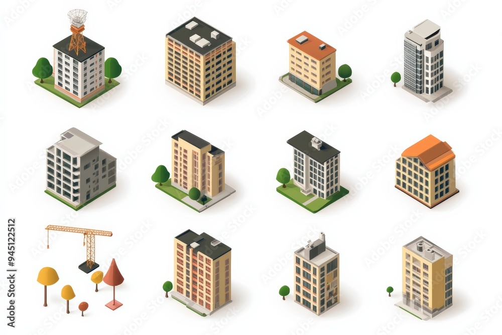 Real estate development set icons Real estate development set icons