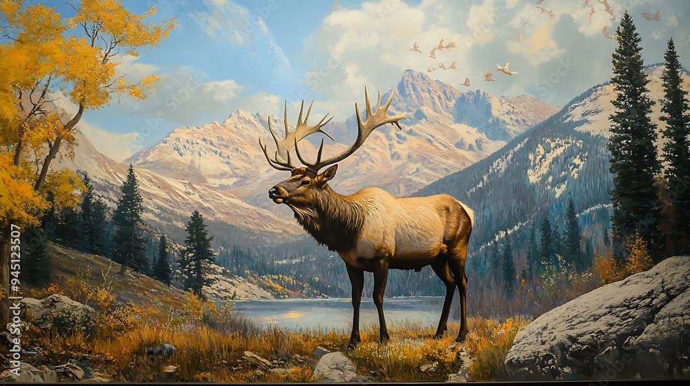 Majestic Elk in a Mountainous Landscape Majestic Elk in a Mountainous Landscape