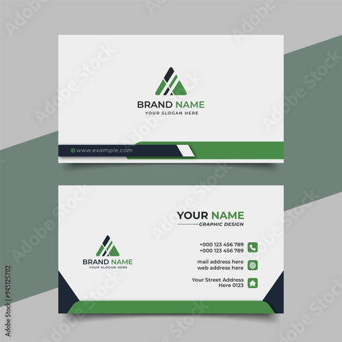 Creative modern green business card design  name card corporate visiting card and simple clean template vector design