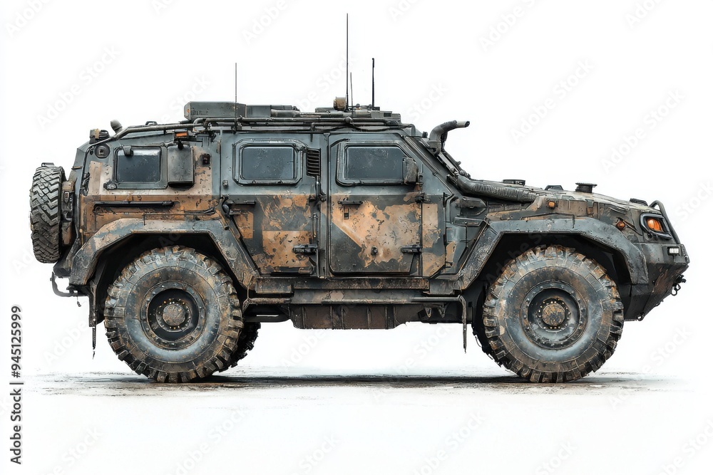 Military Armored Vehicle on White Background. Military Armored Vehicle on White Background.