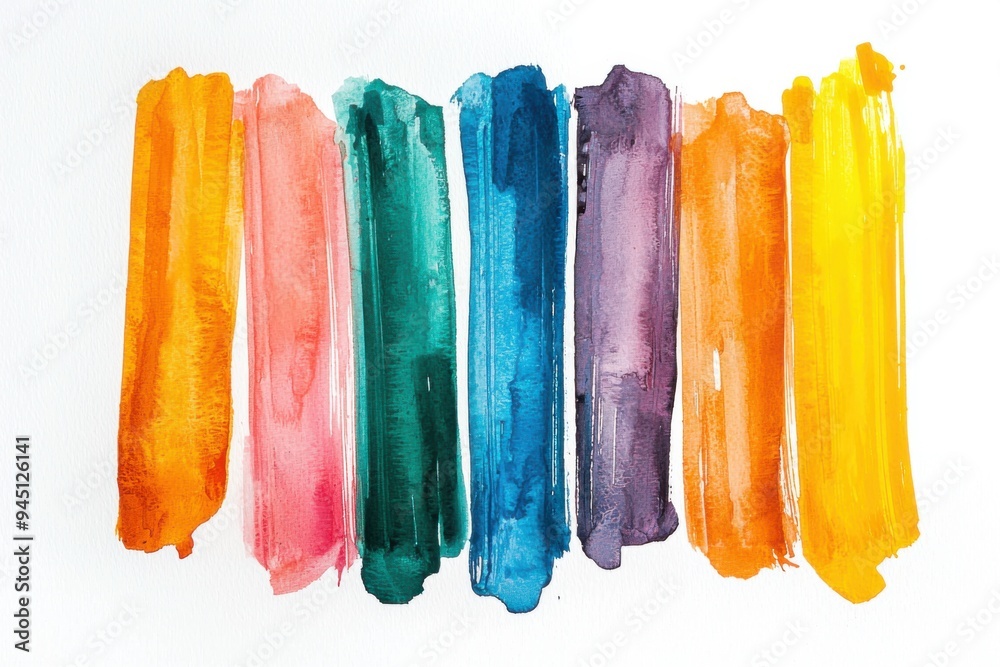 Fototapeta premium Abstract Watercolor Stripes in Vibrant Colors.