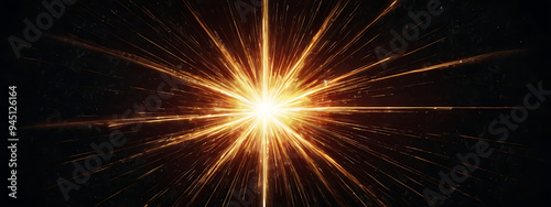 A powerful starburst flare with sharp, pointed rays radiating from the center on a dark background, designed to create a striking and energetic focal point for graphic resources and visual composition