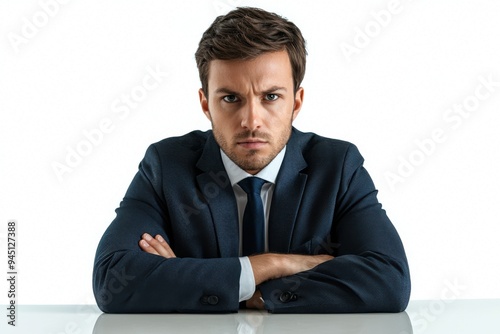 Angry Businessman with Crossed Arms.