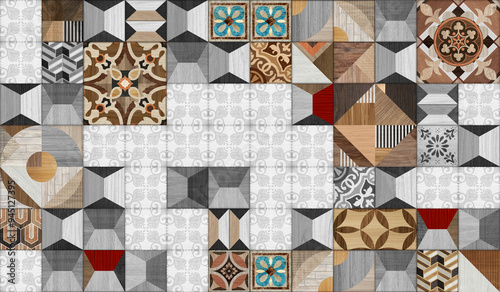 Wallpaper Mural Seamless barber shop pattern illustration. Colorful texture of wood use as natural background.	
 Torontodigital.ca