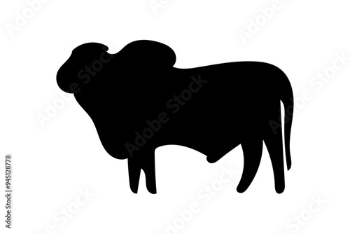 Cow graphic icon. Cow black silhouette isolated on white background. 