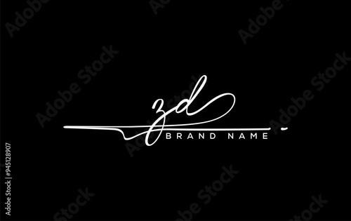 ZD letter beauty handwriting vector logo.