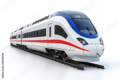Modern High-Speed Train on Tracks.