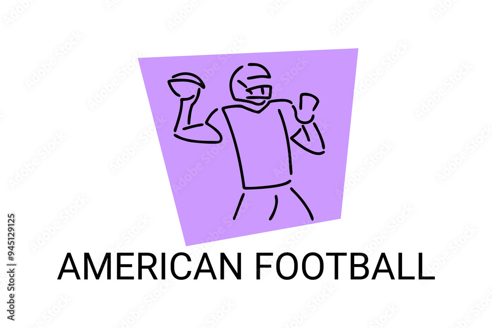 American football sport vector line icon. American football player. sport pictogram, vector illustration. American football sport vector line icon. American football player. sport pictogram, vector illustration.