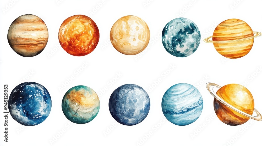 A set of round space planets of the solar system and Earth,sun the Moon,solar system objects for educational projects,hand painted planets and moons, satellites,watercolor painting in galaxy. A set of round space planets of the solar system and Earth,sun the Moon,solar system objects for educational projects,hand painted planets and moons, satellites,watercolor painting in galaxy.
