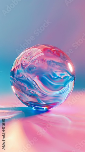 Iridescent Glass Sphere with Soft Gradient Reflection