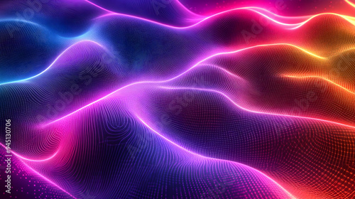Abstract Neon Digital Wave Background