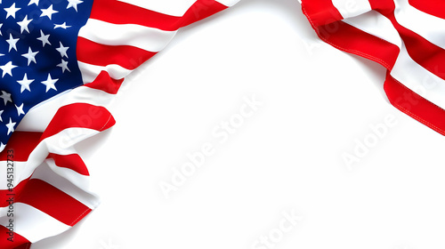 Obraz na płótnie American Flag Corner Frame with White Background w salonie