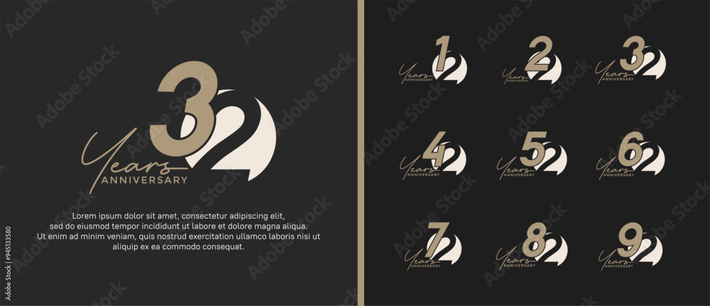anniversary logo style set with brown color can be use for celebration moment anniversary logo style set with brown color can be use for celebration moment