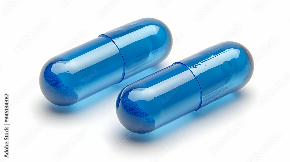 Blue Capsules on White Background Blue Capsules on White Background