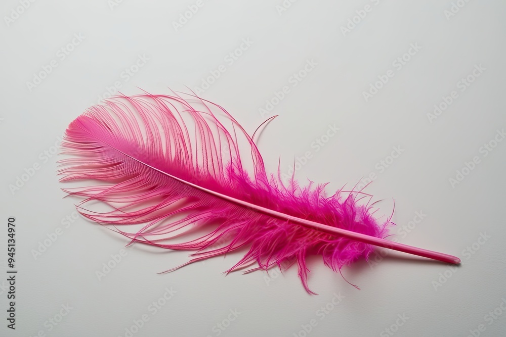 Pink Feather Isolated on Soft White Background for Elegant Decor Pink Feather Isolated on Soft White Background for Elegant Decor