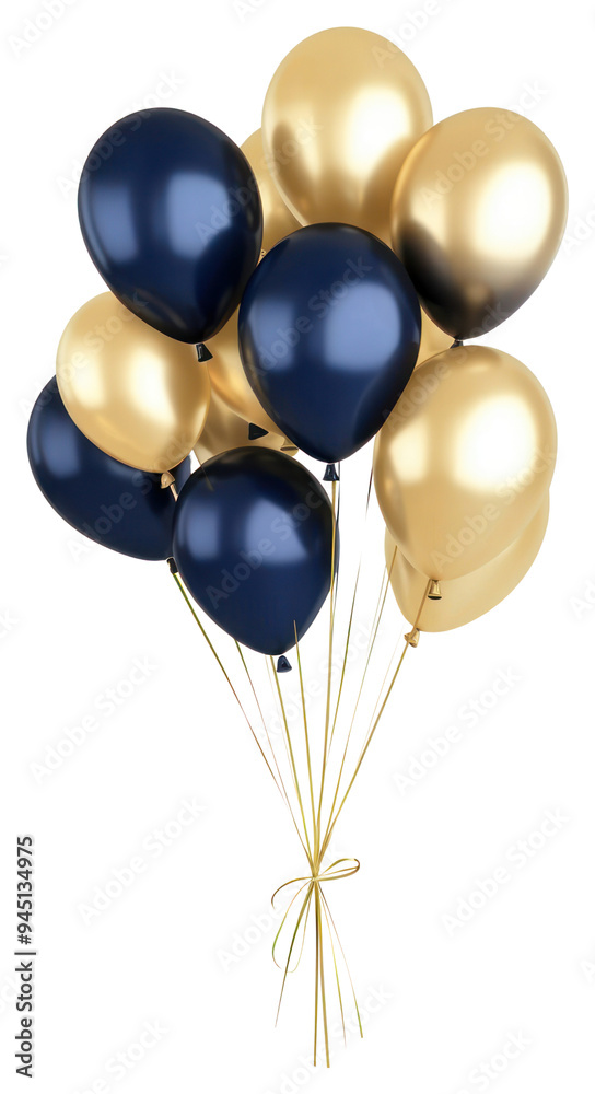PNG Elegant navy gold balloons bouquet