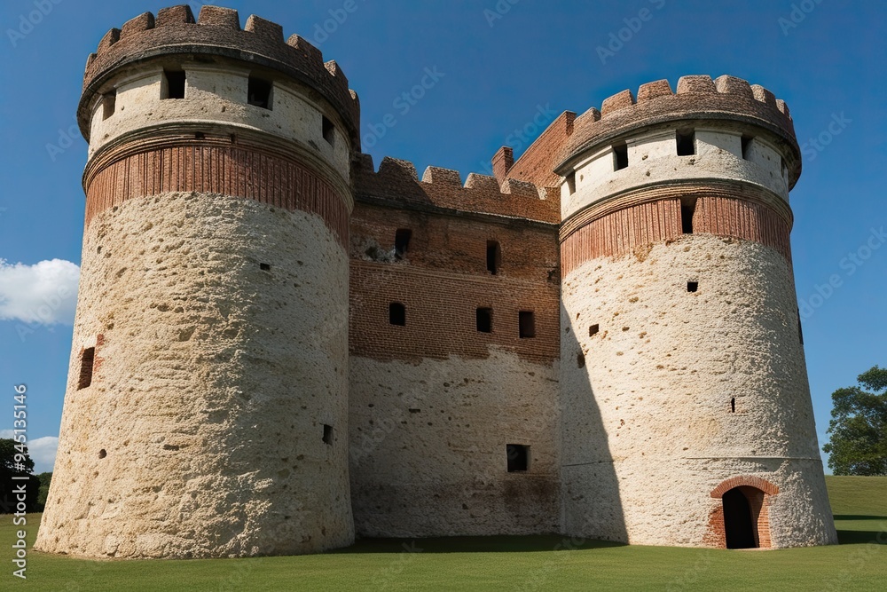 Eroded Stone Tower of 18th Century Fortress Featuring Unique Textures and Historic Brick Patterns Eroded Stone Tower of 18th Century Fortress Featuring Unique Textures and Historic Brick Patterns