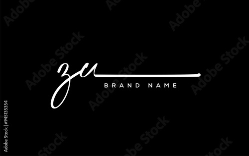 ZU letter beauty handwriting vector logo.