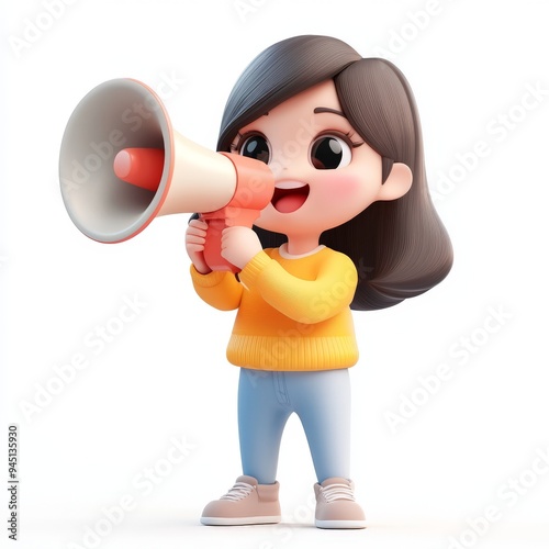 3d woman with megaphone