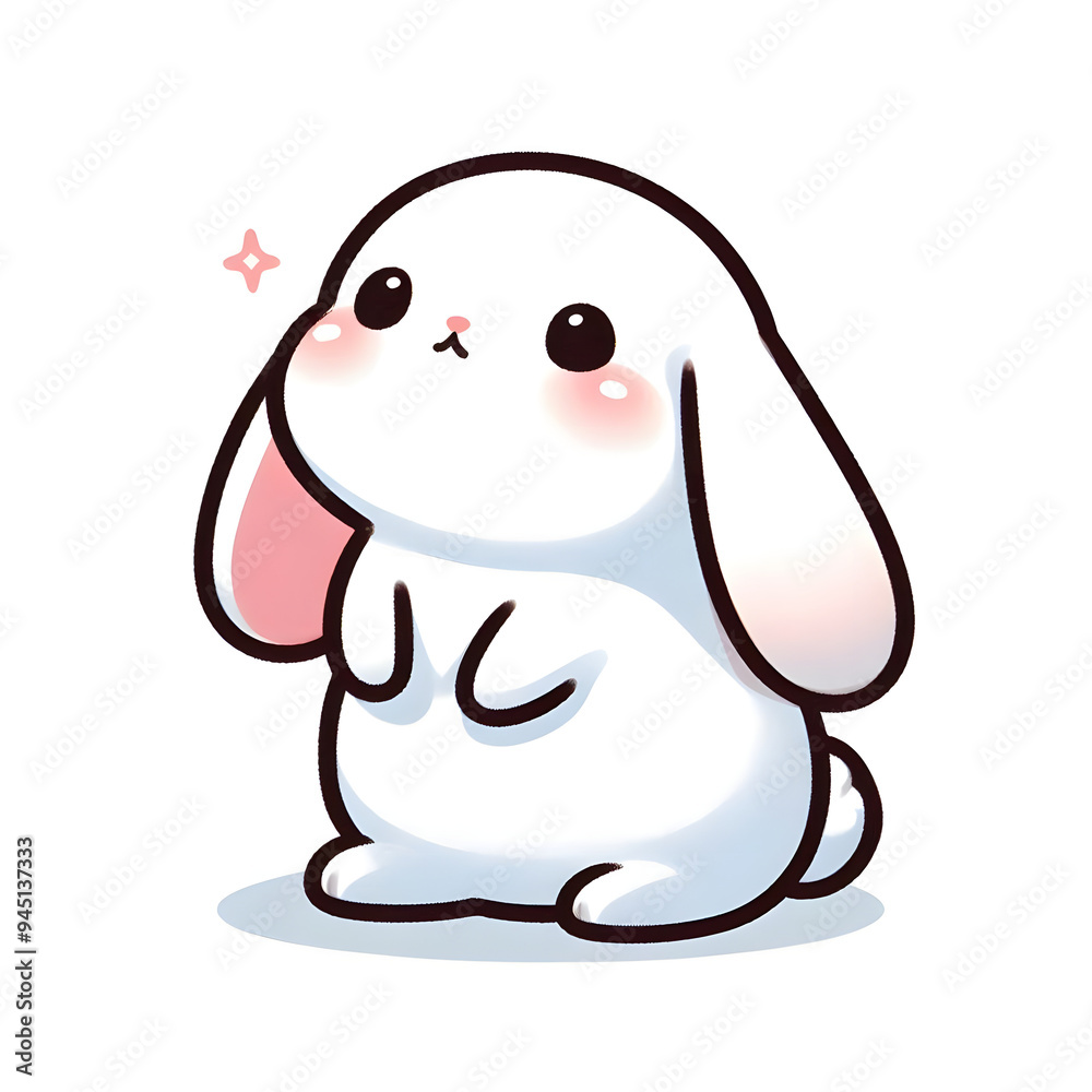 흰 배경, 롭이어, 일러스트 (white background, lob bunny, illustration) 흰 배경, 롭이어, 일러스트 (white background, lob bunny, illustration)
