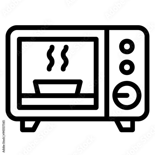 Line art microwave icon logo vector illustration design, for cooking theme design