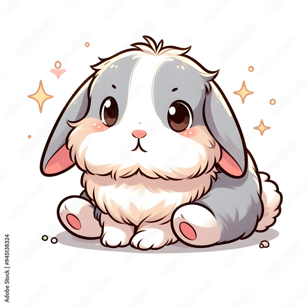 흰 배경, 롭이어, 일러스트 (white background, lob bunny, illustration) 흰 배경, 롭이어, 일러스트 (white background, lob bunny, illustration)