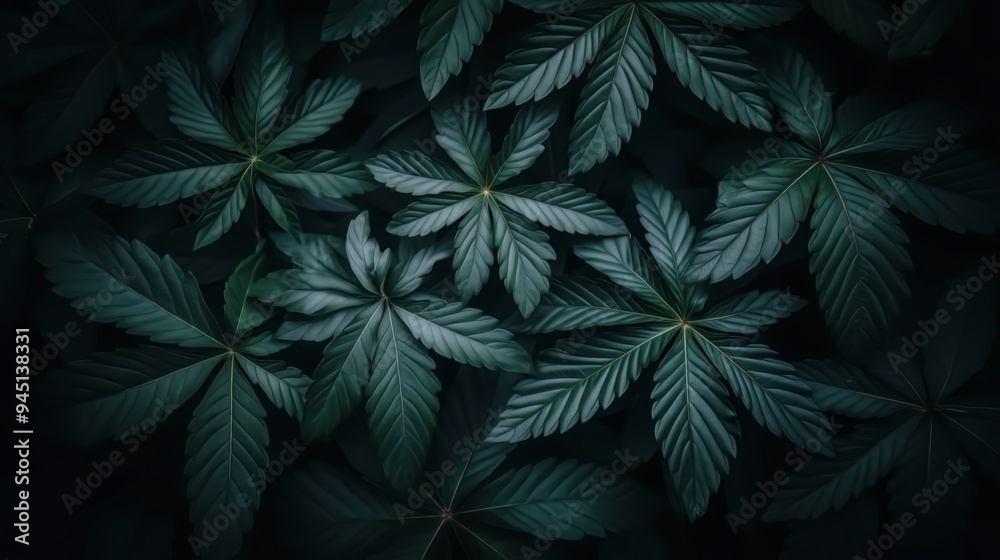 Close-up of Cannabis Leaves with Dark Background Close-up of Cannabis Leaves with Dark Background