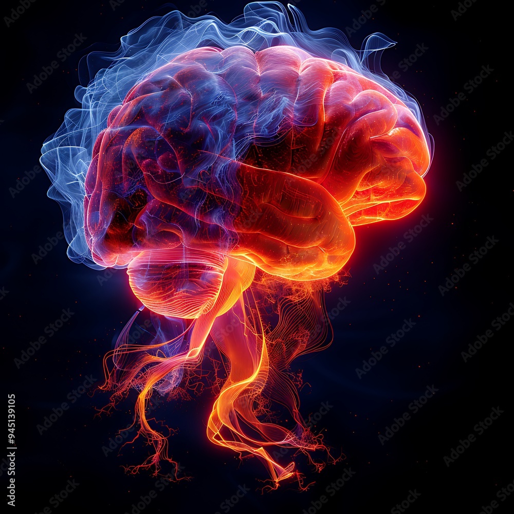 Vivid Neural Swirl: A Psychedelic Brain