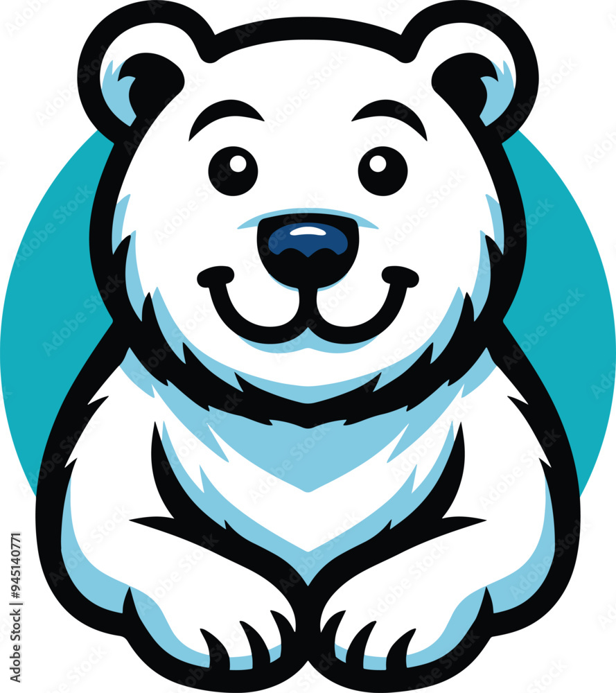 Fototapeta premium Cute Happy Polar Bear Head Mascot